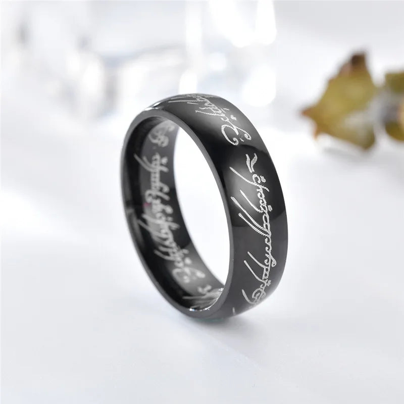 6MM Stainless Steel Laser Engraving Exquisite Couples Wedding Rings,