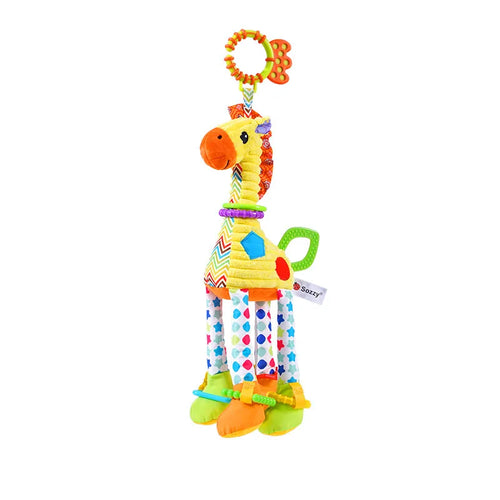 Soft Giraffe Zebra Animal Handbells Rattles Plush Infant Baby