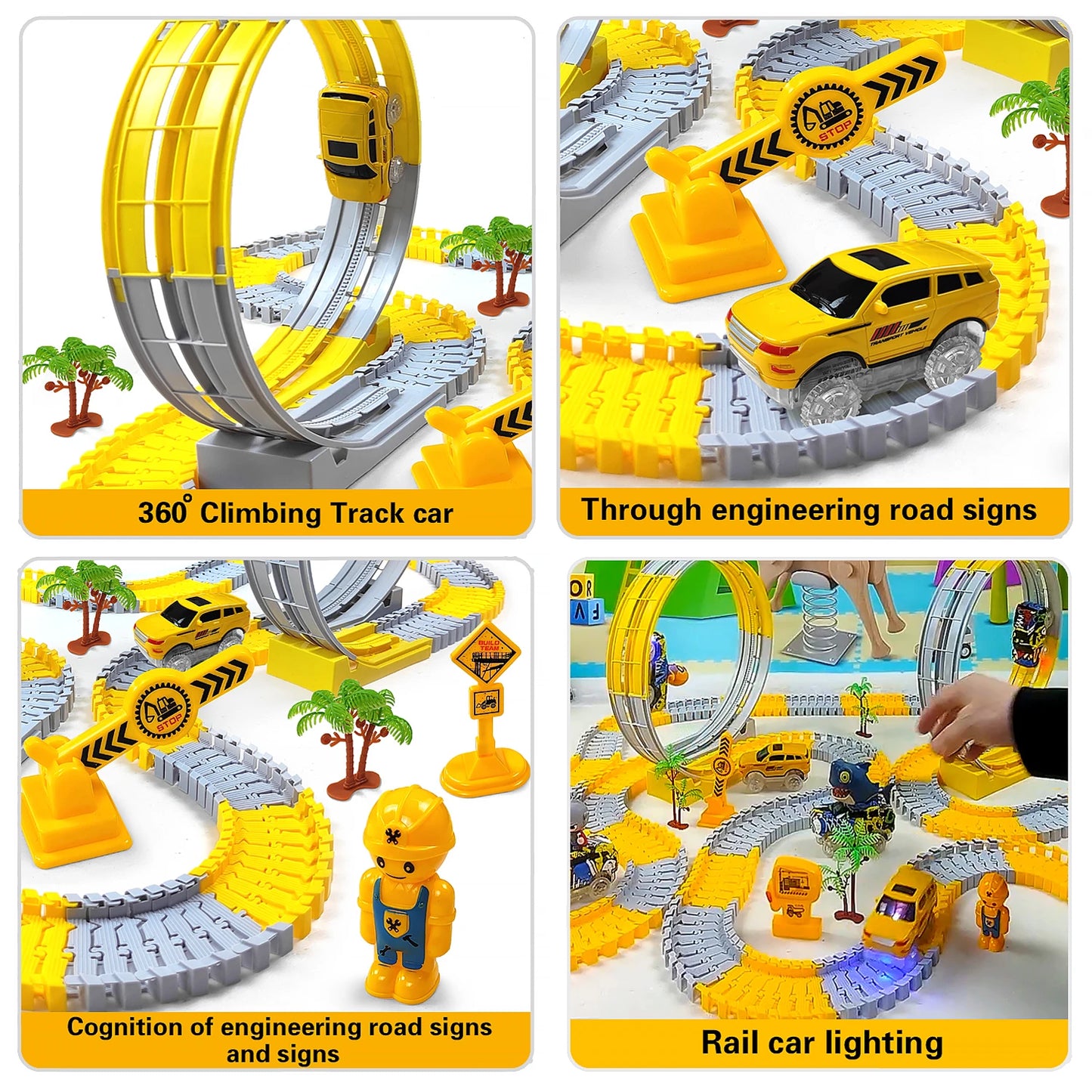 Children Electric Magical Flexible Track Toy Car Engineering Car Kids