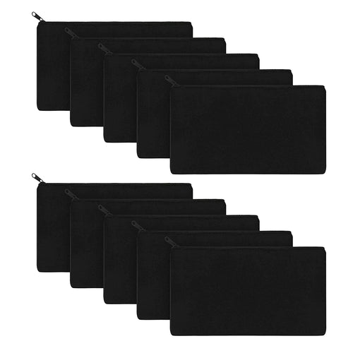 10pcs Blank Beige Diy Craft Bag Canvas Pencil Case Makeup Bags Zipper