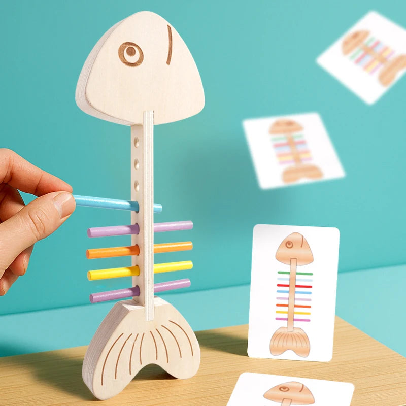 Montessori Color Matching Sensory Toys Wooden Balance Stick Fine
