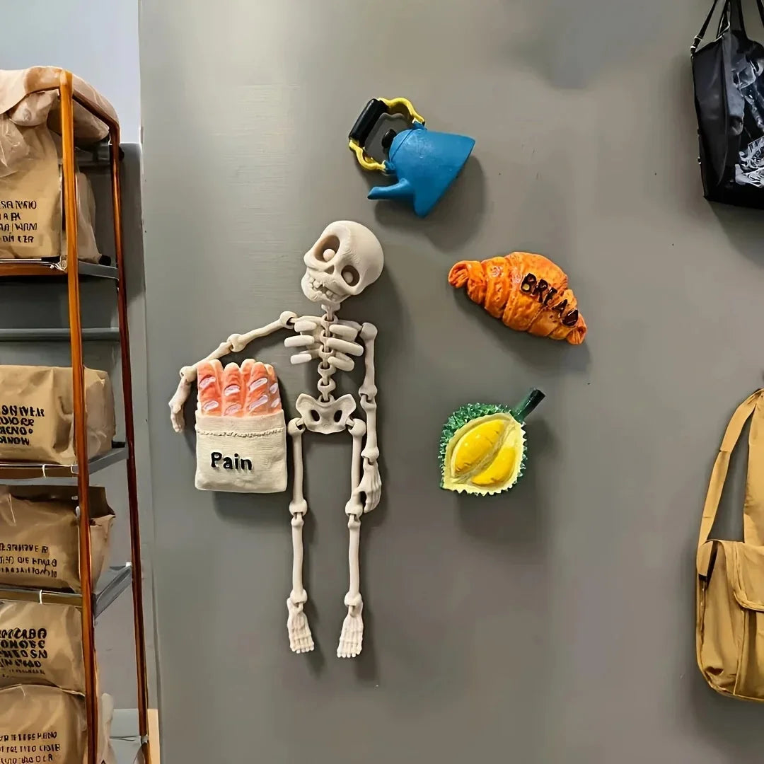 1Pc Magnetic Poseable Skull Fridge Magnet Funny Halloween Gift Easter