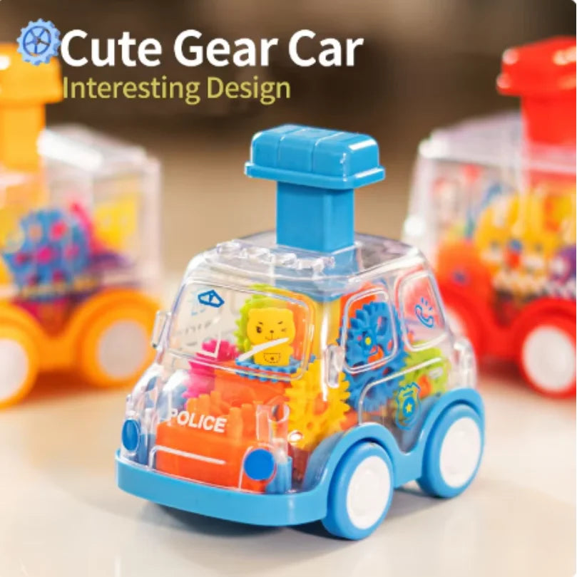 Baby Toy Cartoon Press Gear Car Toy Lnertia Pull-back Transparent Car