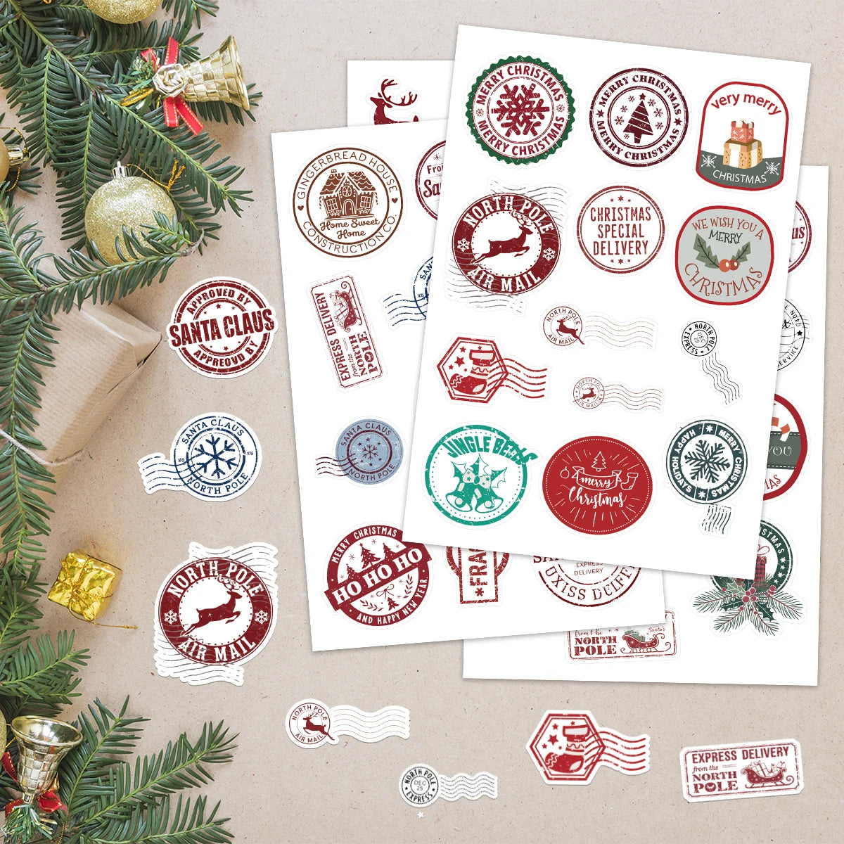 50pcs Christmas Stamps Graffiti Stickers for Envelope,DIY