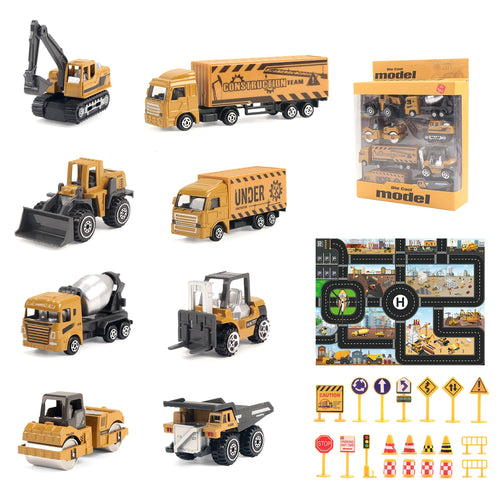 6pcs/set Alloy Engineering Truck Toy Car Classic Construction Model