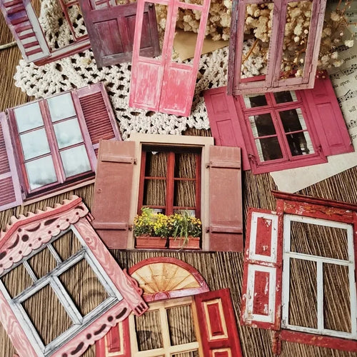 10 Pcs Laser Hollow Doors Windows Stickers Junk Journal Planner