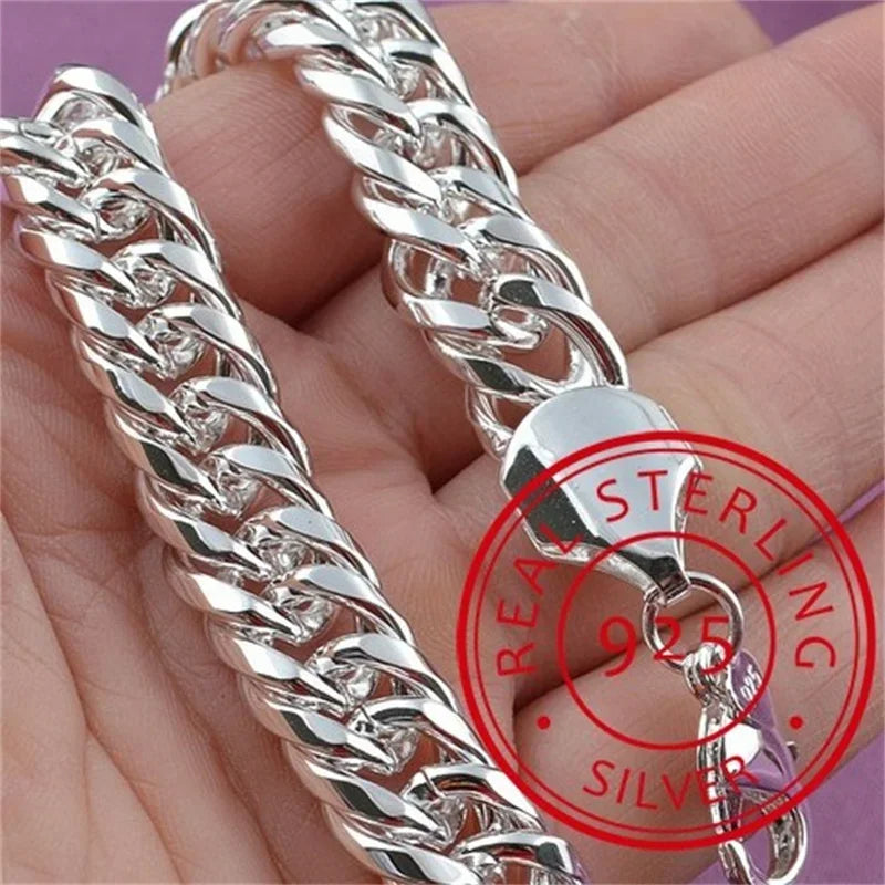 Fine 925 Sterling Silver Noble Nice Chain Solid Bracelet for Women Men