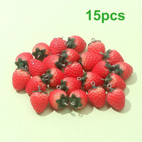 3/6/15pcs Multi-color Resin Strawberry Shaped Pendant, Can Be Used for