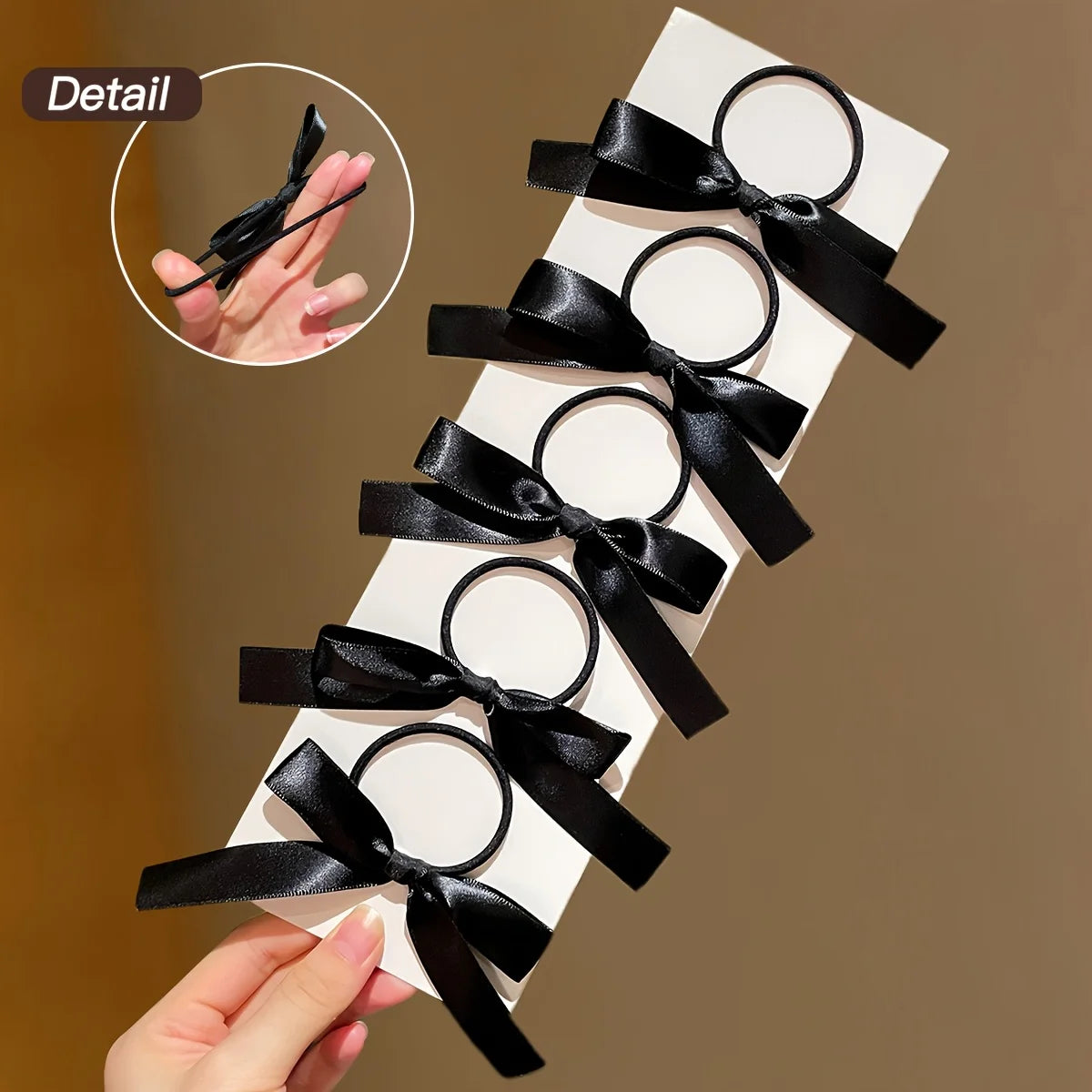 5Pcs Women's Style, Fashionable and Cute, Black Bow Hair Tie, Suitable