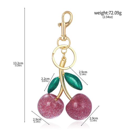 Fashion Delicious Red Cherry Keychain Summer Fruits Cherries Pendant