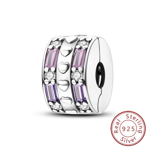 Fit Original Charms Beads 925 Sterling Silver Clip Charms Zircon