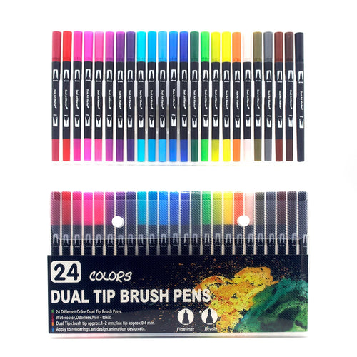 12-168 Colors Dual Brush Pens Art Markers Watercolor Fine and Brush