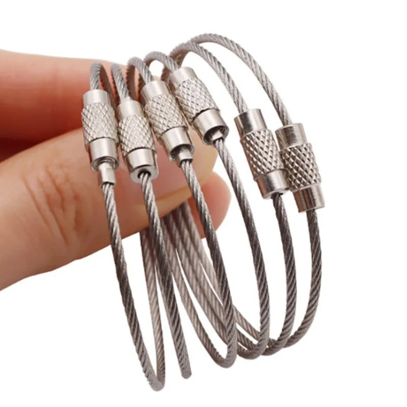 10Pcs Wire Rope Key Chain Stainless Steel Wire Keychain Carabiner