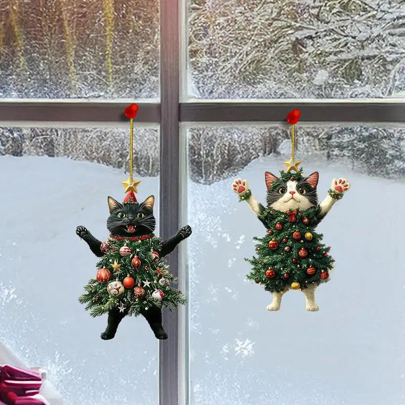 1PC Christmas Tree Pendants Cute Cat Hanging Ornaments for Car