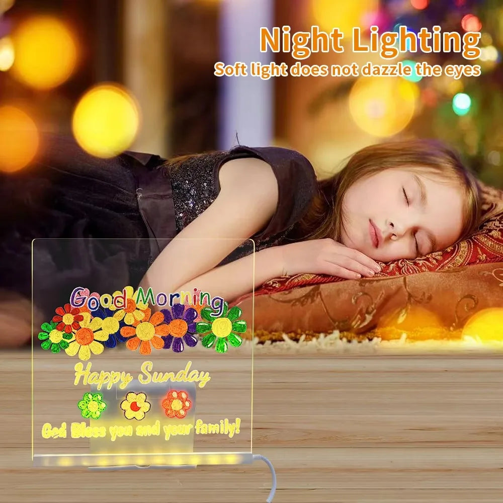 LED Note Board DIY Acrylic Message Board Children‘s Drawing Board With