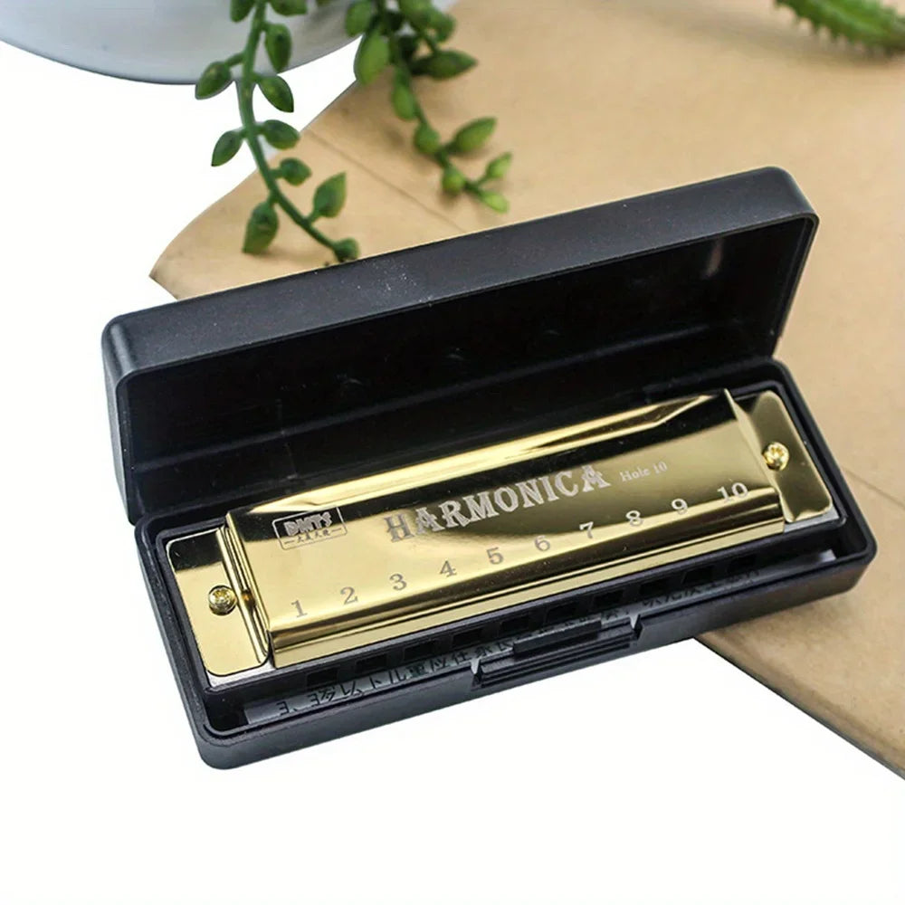 Ten-hole Chromatic Chromatic Metal Harmonica Beginners Wind Instrument