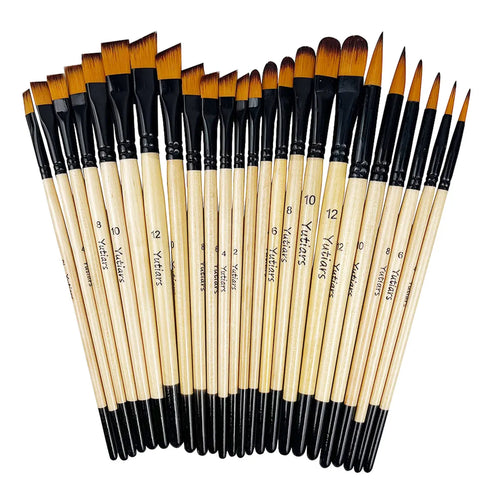 Yutiars Professional Artist Paint Brush Set - 6/24 PCS, Nylon Bristles