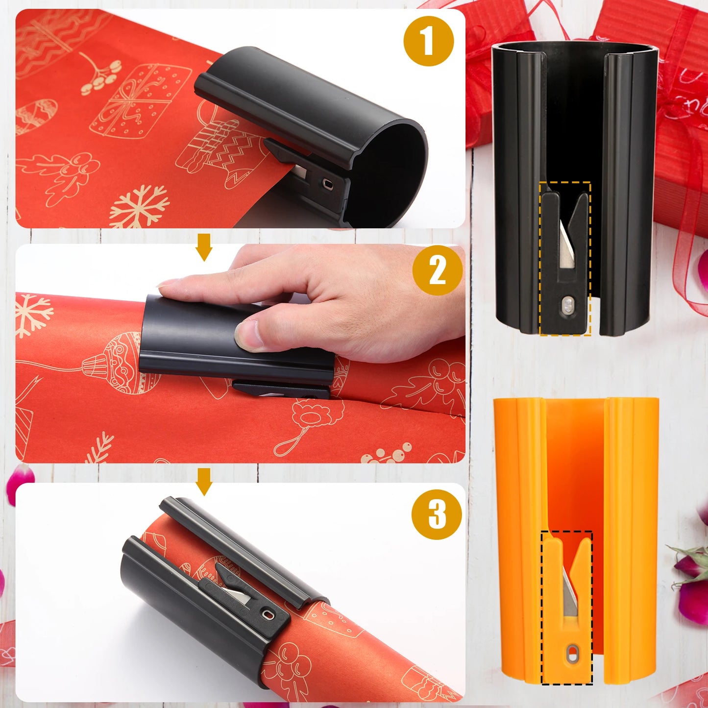 1PC HORN Sliding Wrapping Paper Cutter - Easy-Glide Gift Wrap Trimmer