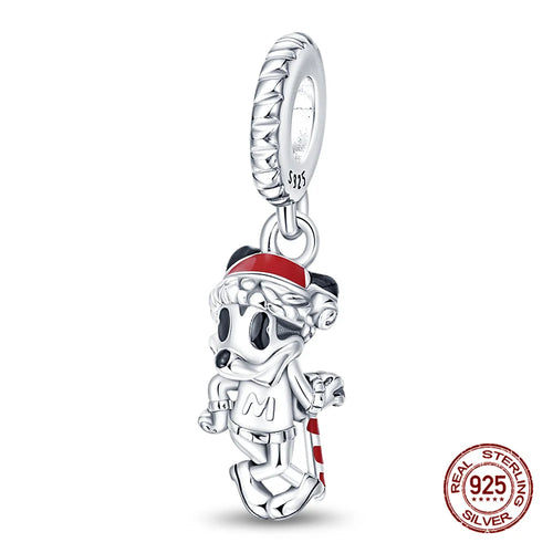 New S925 sterling silver Disney Mickey Mouse pendant bead suitable Fit
