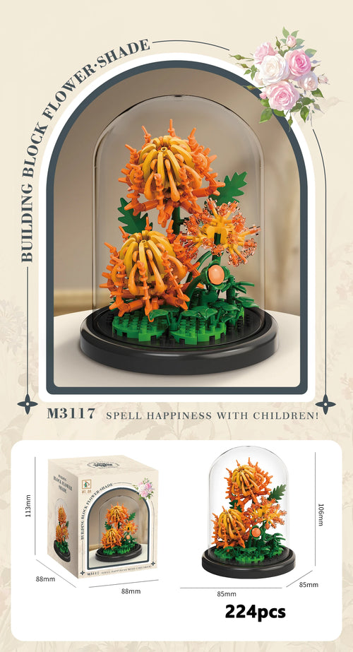 Eternal Flower Bouquet Bonsai Potted Plant Micro Building Blocks Model