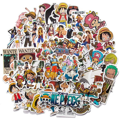 50/100Pcs Japan Anime One Piece Figure Luffy Toy Sticker Notebook