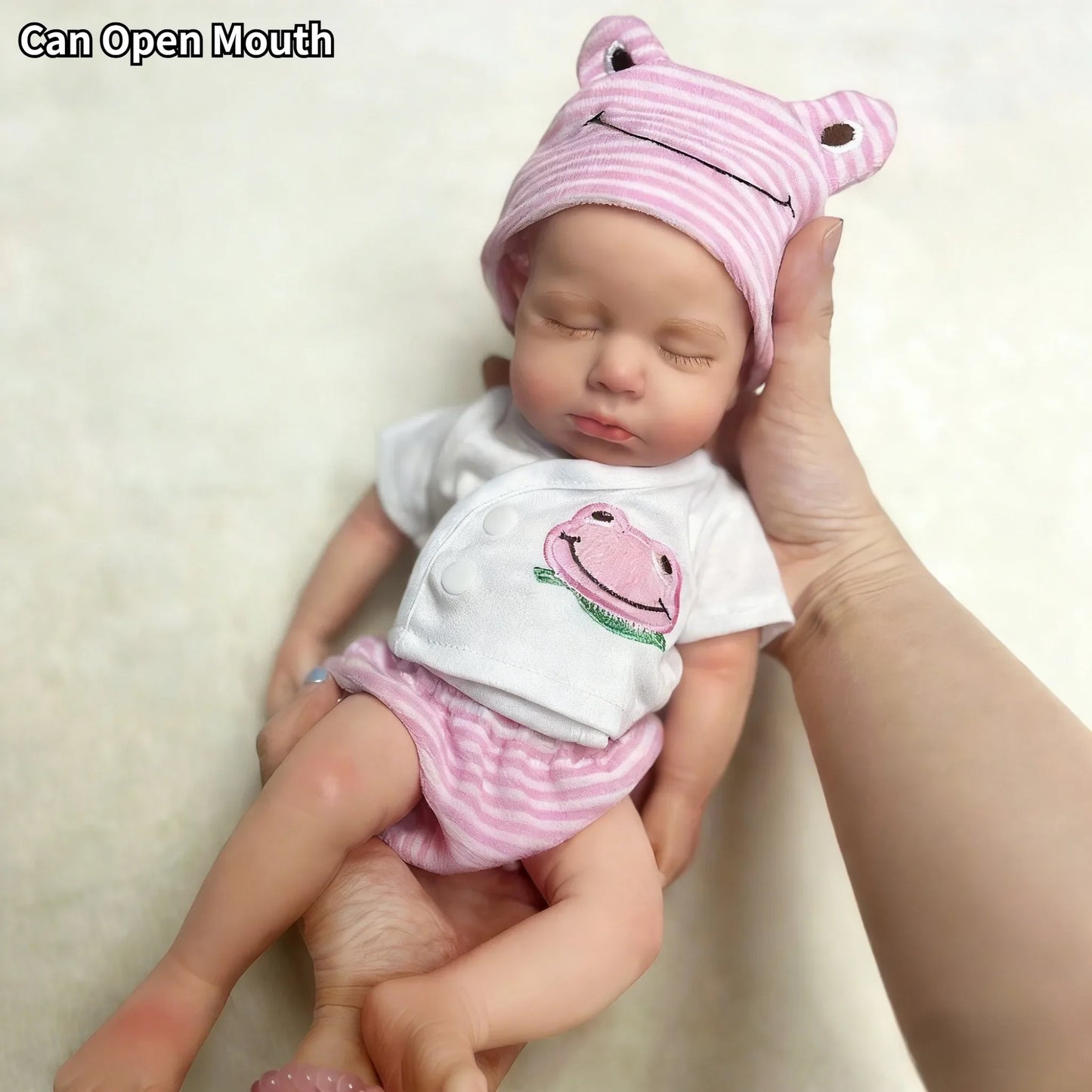 33cm Can Open Mouth Painted Solid Silicone LouLou Bebe Reborn Girl and