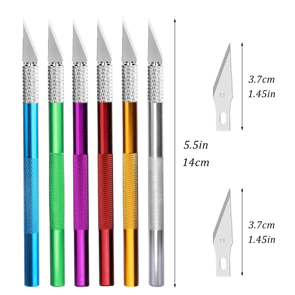 Fniiva Engraving Cutter with 5pcs Blade Metal Handle Craft Carving
