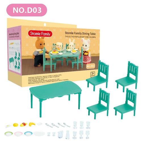 1:12 Miniature Furniture Forest Family Kitchen Toy Dining Table