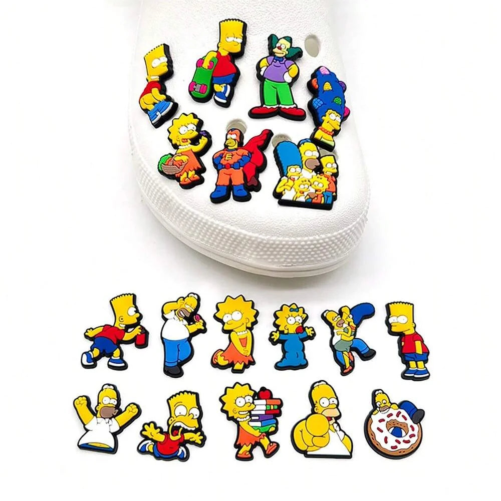 18pcs/set Shoe Charms PCV Cute Cartoon Shoe Accessorie Simpson For
