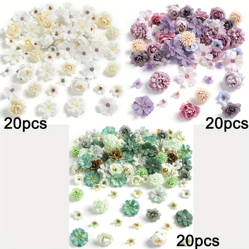 60Pcs Artificial Flowers Head Silk Rose Fake Flowers Home Decor Party