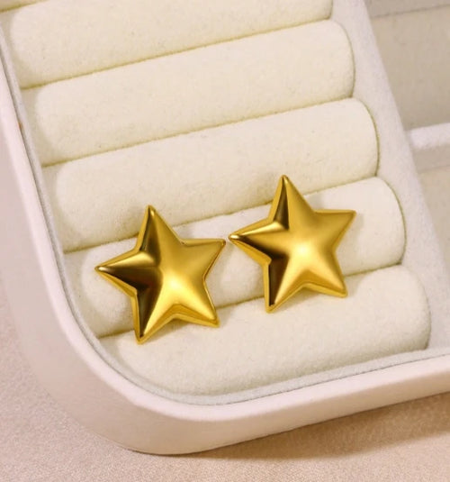Stainless Steel Star Hoop Earings For Women 2024 Trend New In Luxury