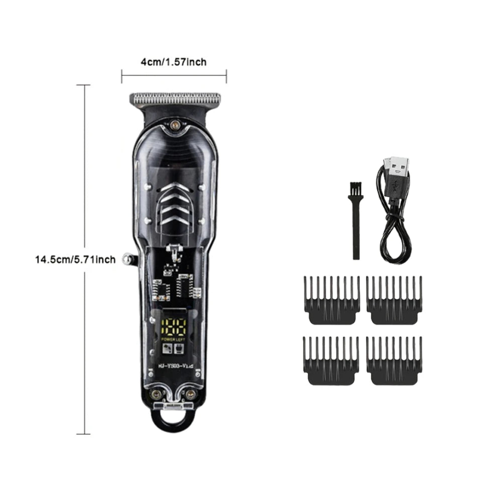 Transparent Body Electric Hair Clipper Professional Trimmer USB