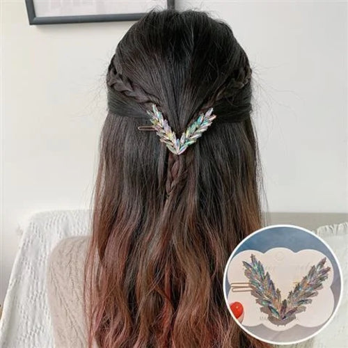 Luxury Shining Crystal Hair Clip For Women Korean V Shape Buckle