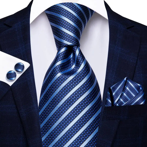 Black Red Striped Silk Wedding Tie For Men Handky Cufflink Gift Men