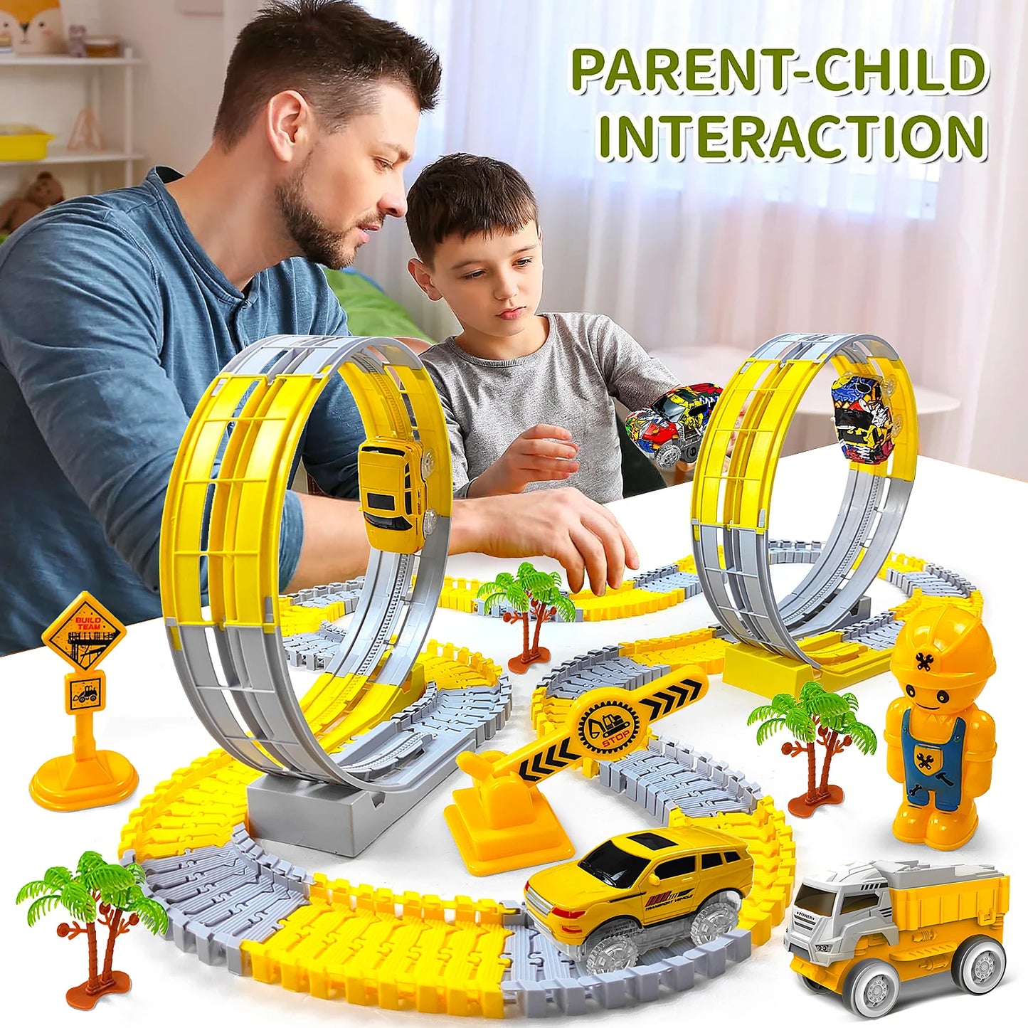 Children Electric Magical Flexible Track Toy Car Engineering Car Kids