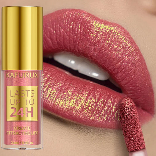14 Colors Glitter Metallic Lip Glaze Shiny Long Lasting Lip Gloss