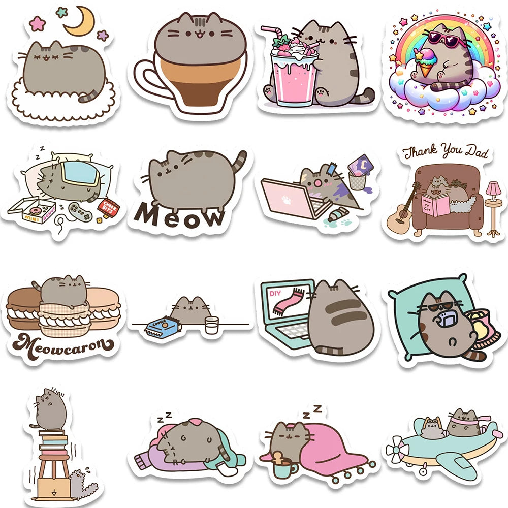 10/30/60pcs Cute Chunky Cat Animal Stickers for Kids Graffiti