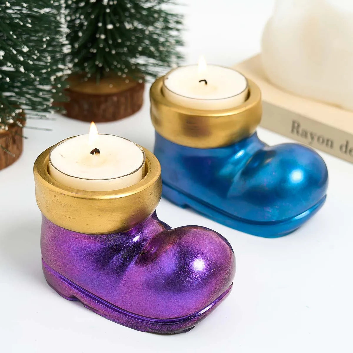Christmas Boots Shoes Candle Holder Silicone Mold DIY Table Decoration