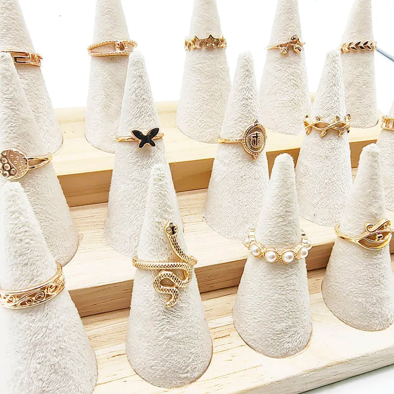 30pcs/Lot Mix Style Pearl Silver Color Finger Rings Animal Snake Chain