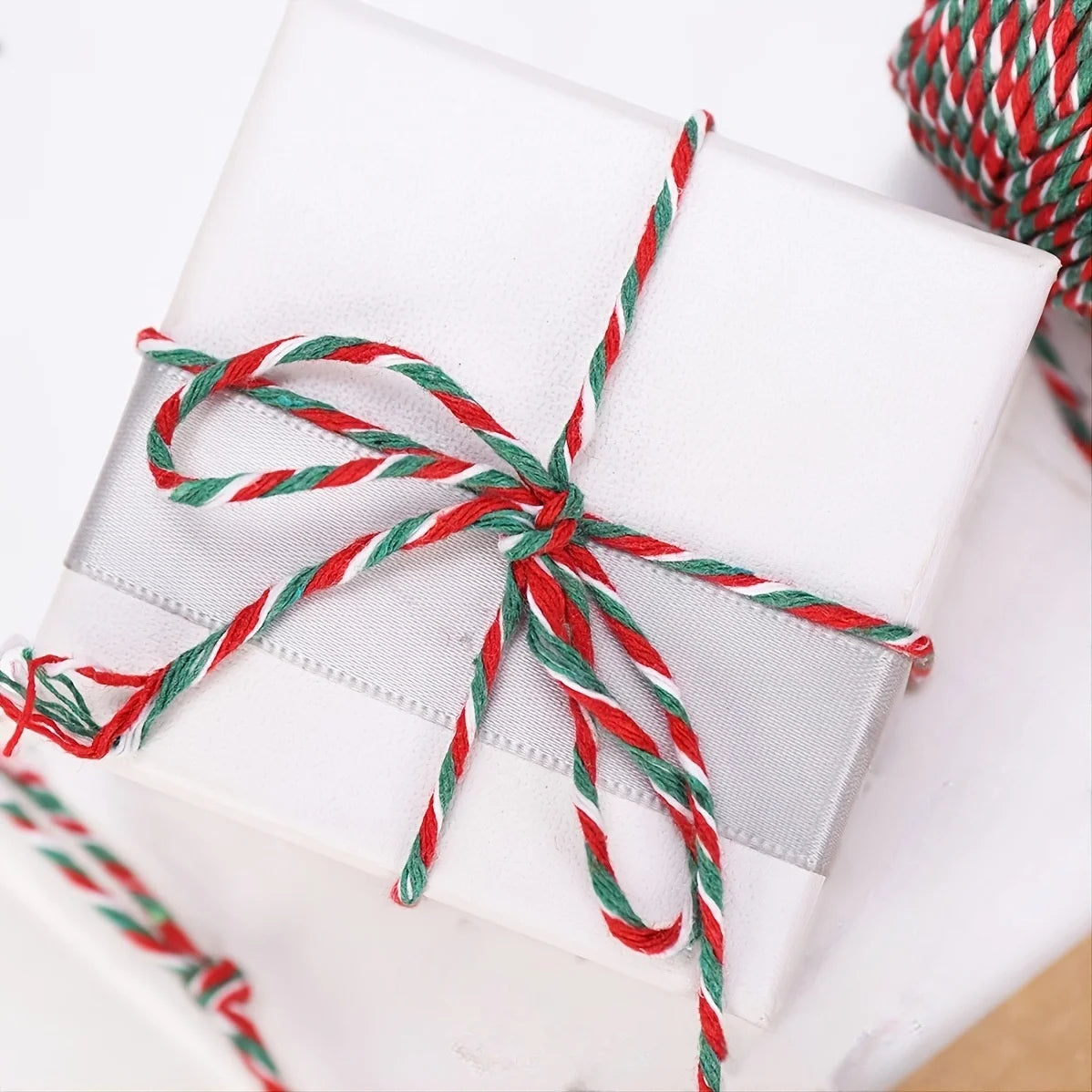 100M/Roll Red Green and White  Colorful Cotton Rope for Home