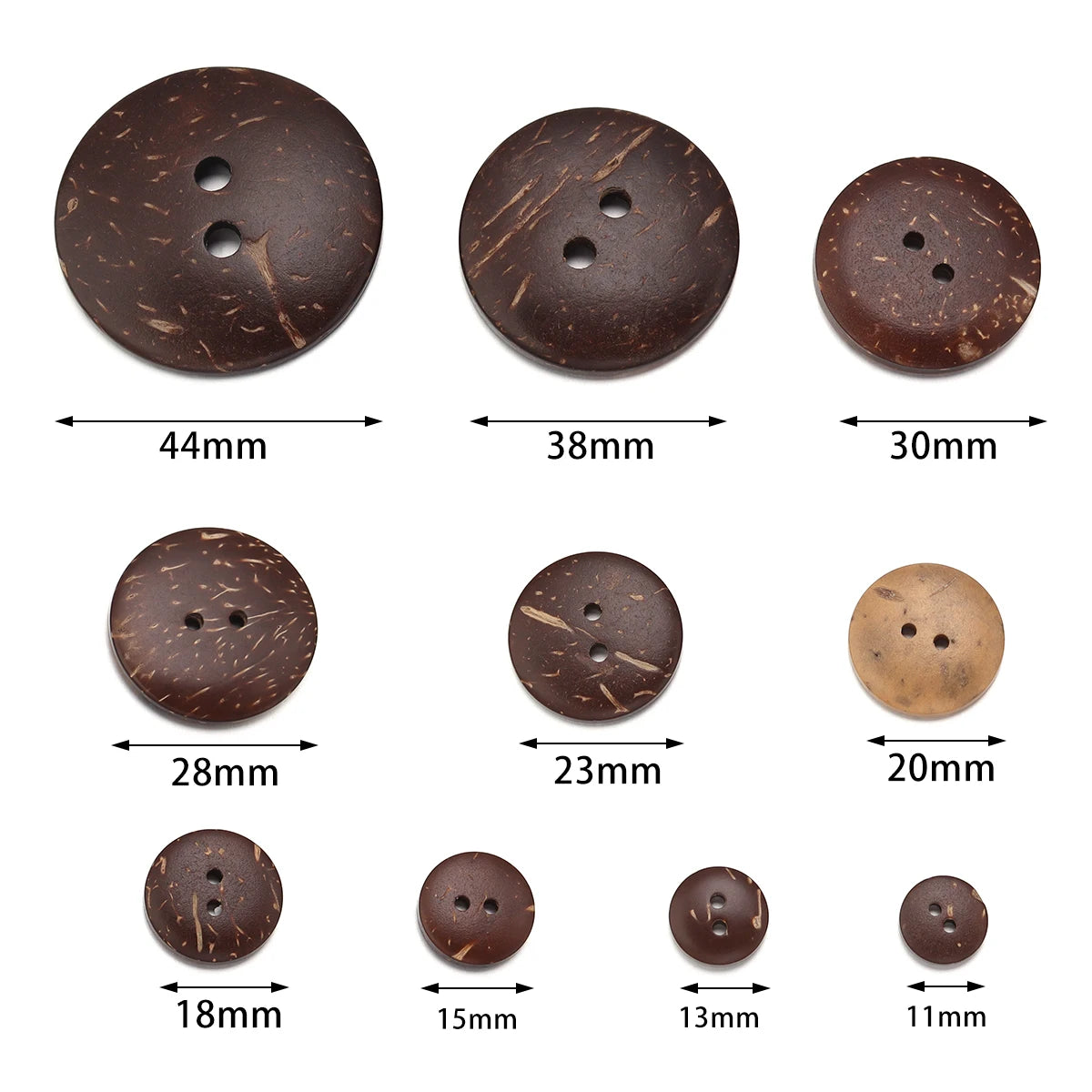 10-100Pcs Natural Coconut Shell Button Round 2-Holes Buttons for