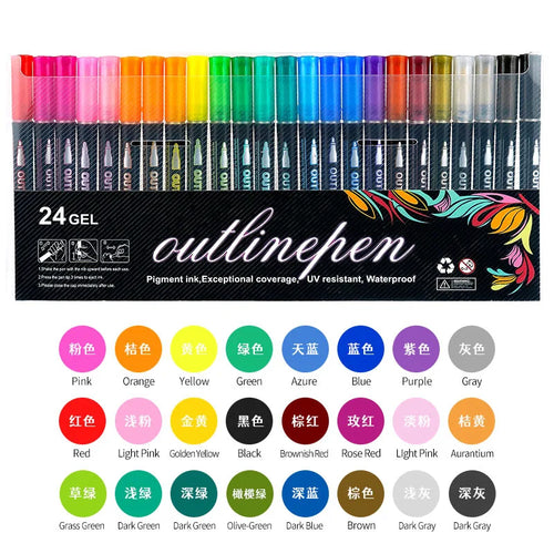8/12/24/36/48 colors Double-line Outline pen contour pen Dream flash