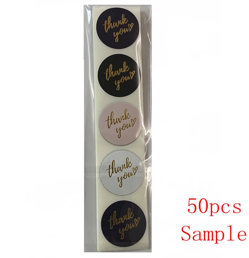 50-500pcs 1inch Blue Thank You Stickers For Envelope Sealing Labels