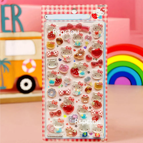 Cute Sanrio 3D Relief Stickers Aesthetic Kuromi Cinnamoroll My Melody