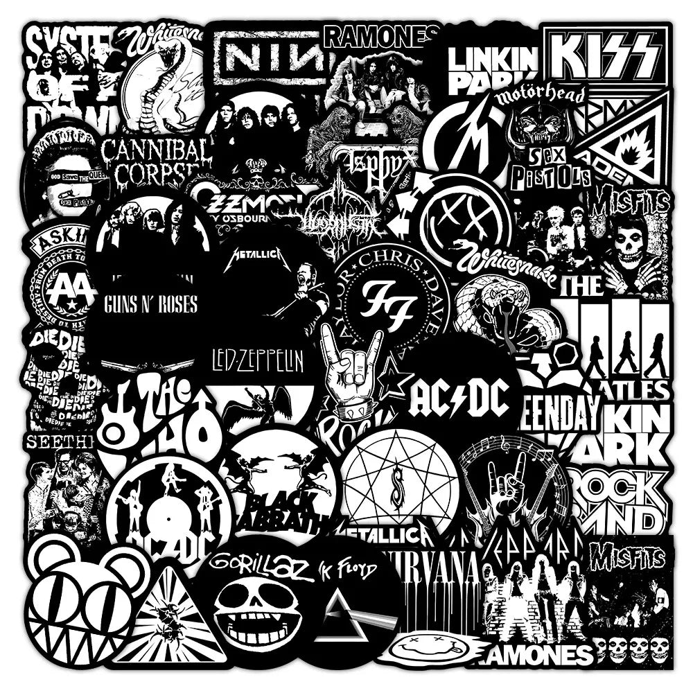 55 Pcs Rock Band Stickers - Cool Music-Themed Decals for Guitars,