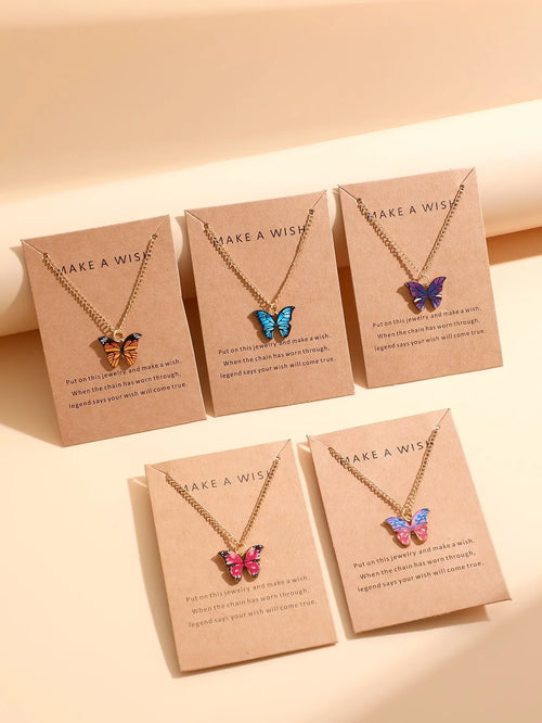 5Pcs/Set Fashion Vintage Style Women Necklace Set New Butterfly