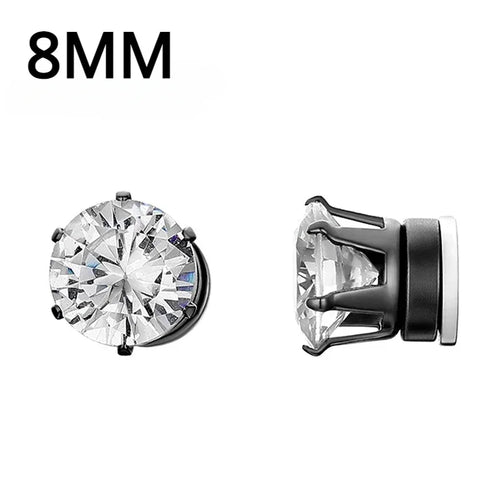 1Pairs Punk Round Zircon Magnetic Ear Stud Clip Earrings Non Piercing
