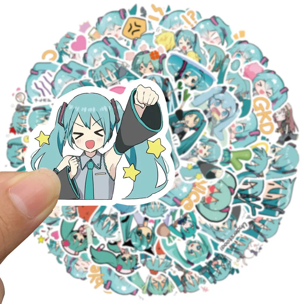 65Pcs Cute Cartoon Hatsune Miku Sticker Waterproof Vinyl for Laptop