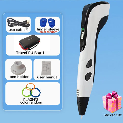 2025 Children 3D Printing Pen with LED Screen 100M PLA Power Adapter