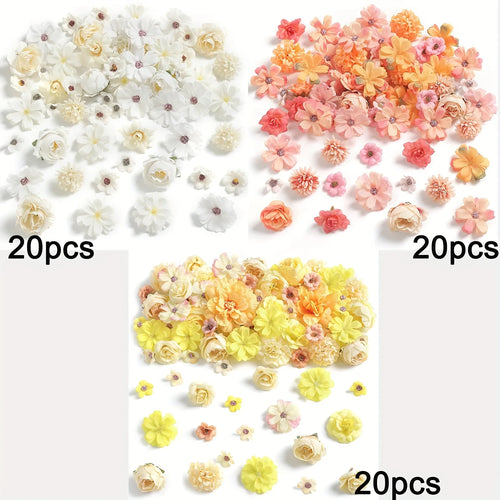 60Pcs Artificial Flowers Head Silk Rose Fake Flowers Home Decor Party
